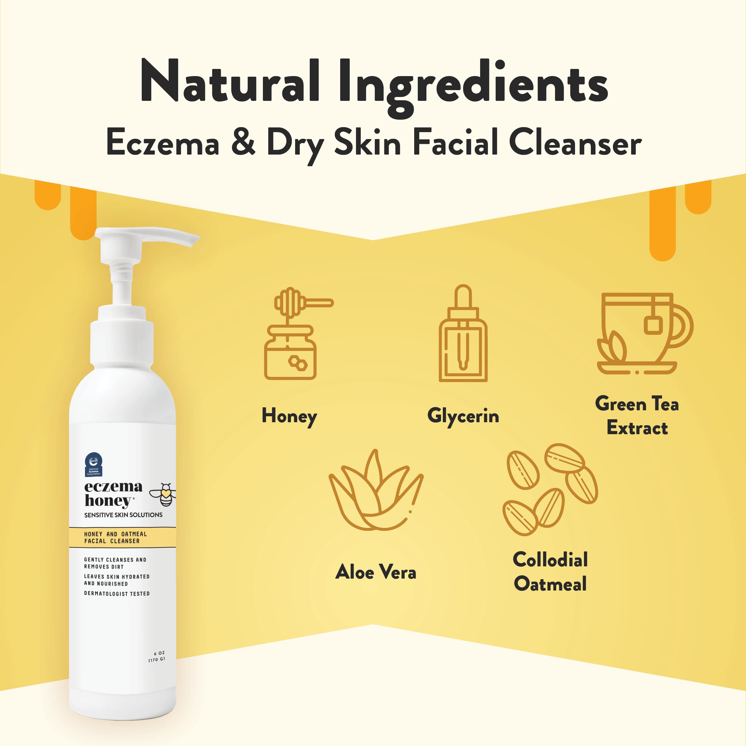 ECZEMA HONEY cleanser foaming lather on skin for gentle hydration