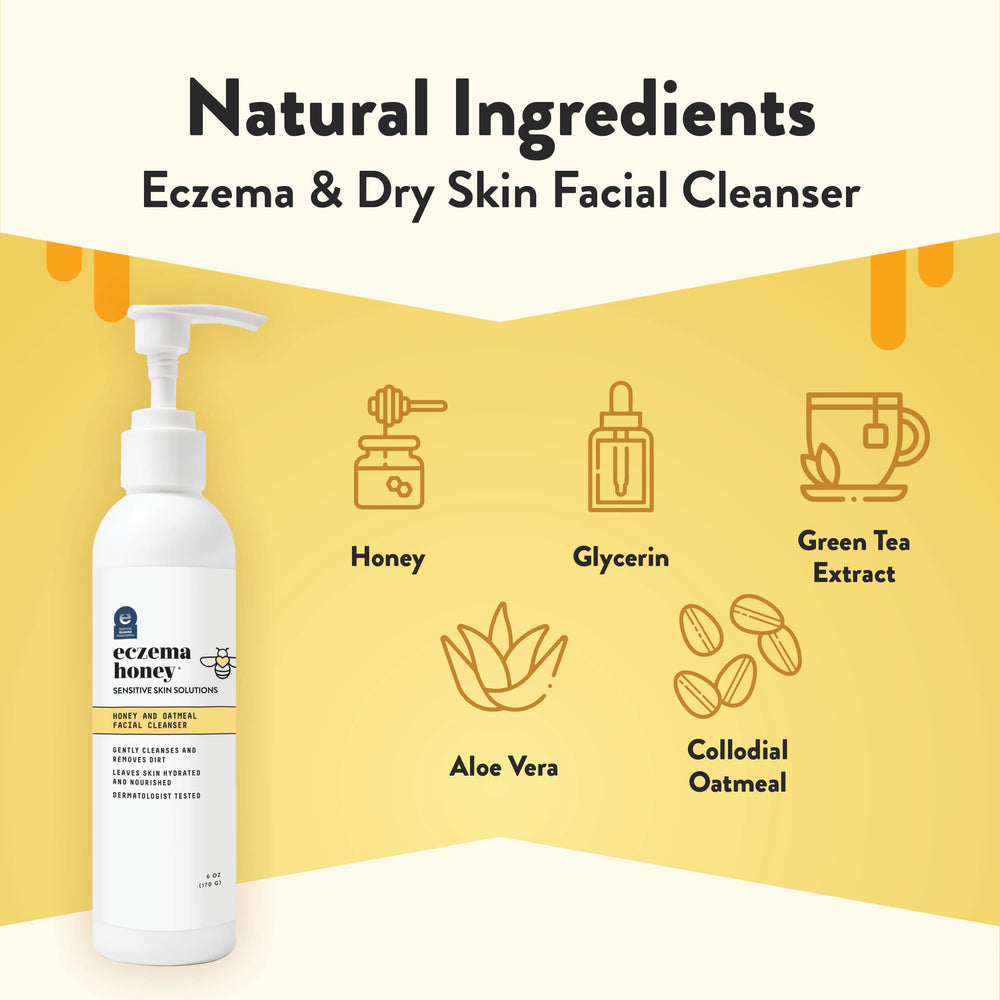 ECZEMA HONEY cleanser foaming lather on skin for gentle hydration