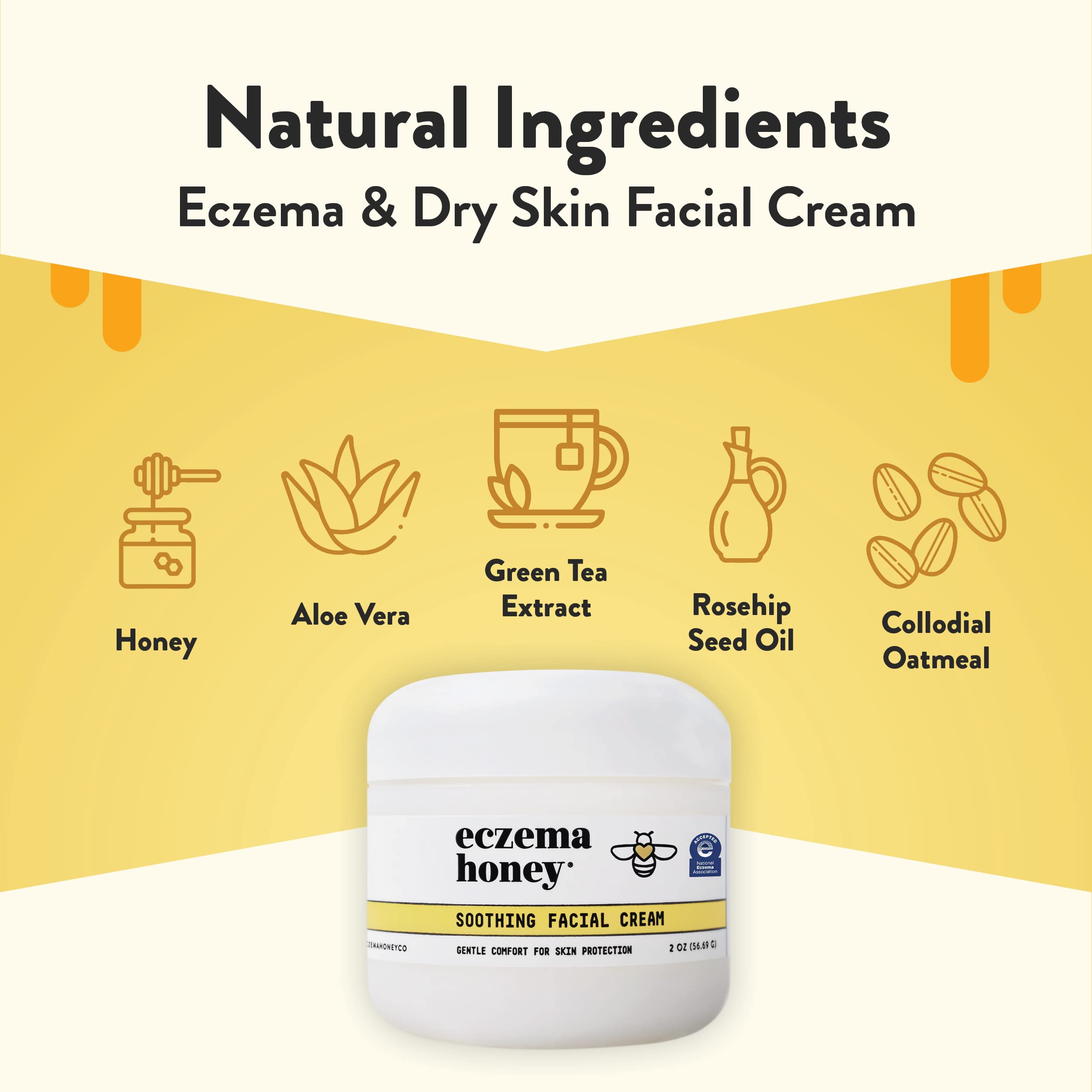 Eczema Honey soothing facial cream application demonstrating ease of use.