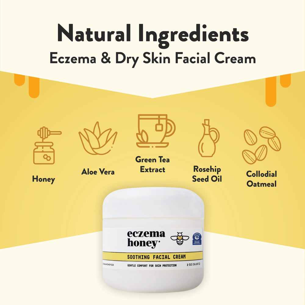 Eczema Honey soothing facial cream application demonstrating ease of use.