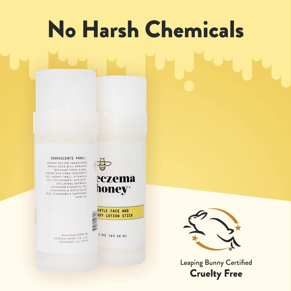 ECZEMA HONEY colloidal oatmeal texture close-up emphasizes hydrating, soothing feel.
