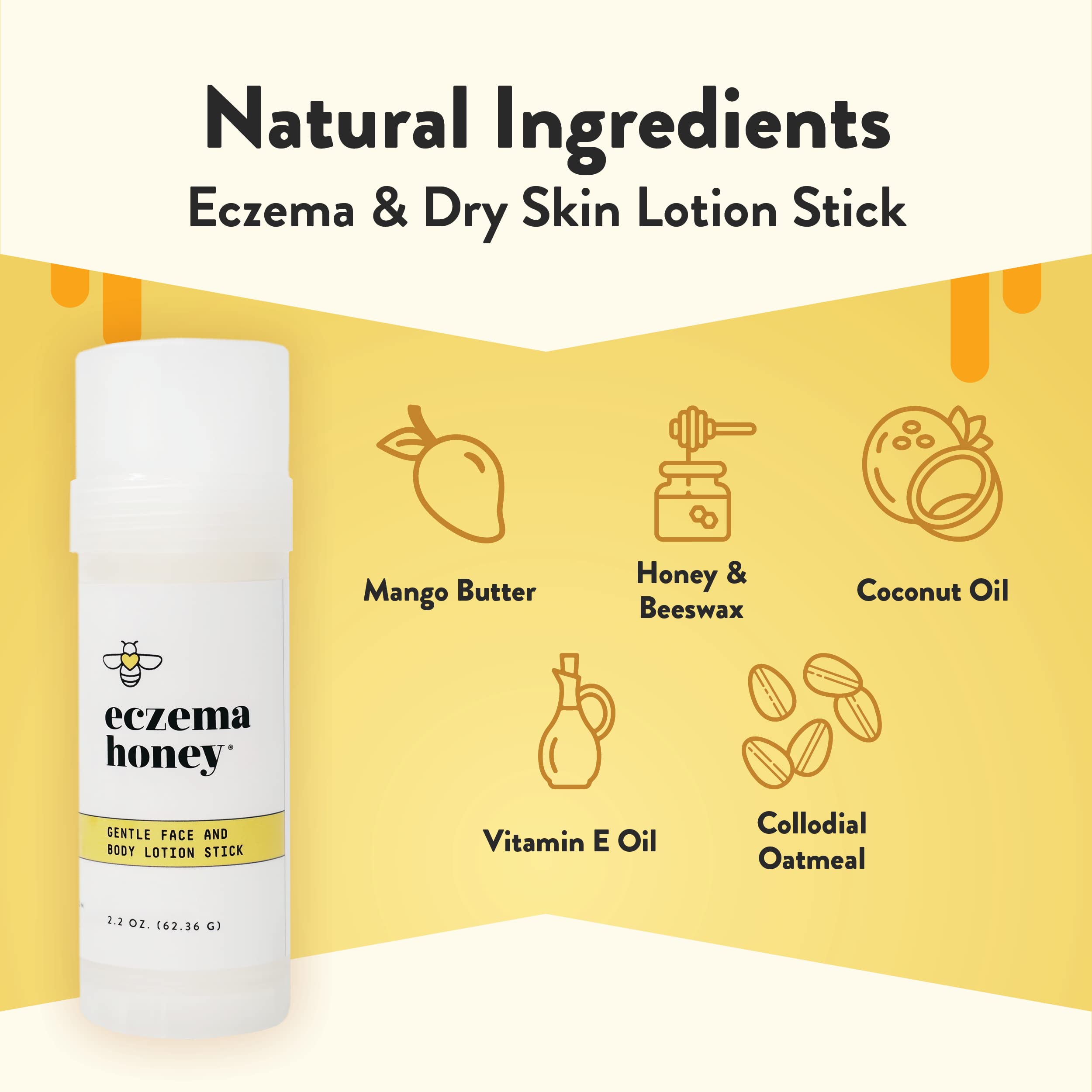 ECZEMA HONEY Gentle Lotion Stick hand-application demonstrates creamy moisturizer on dry hands.