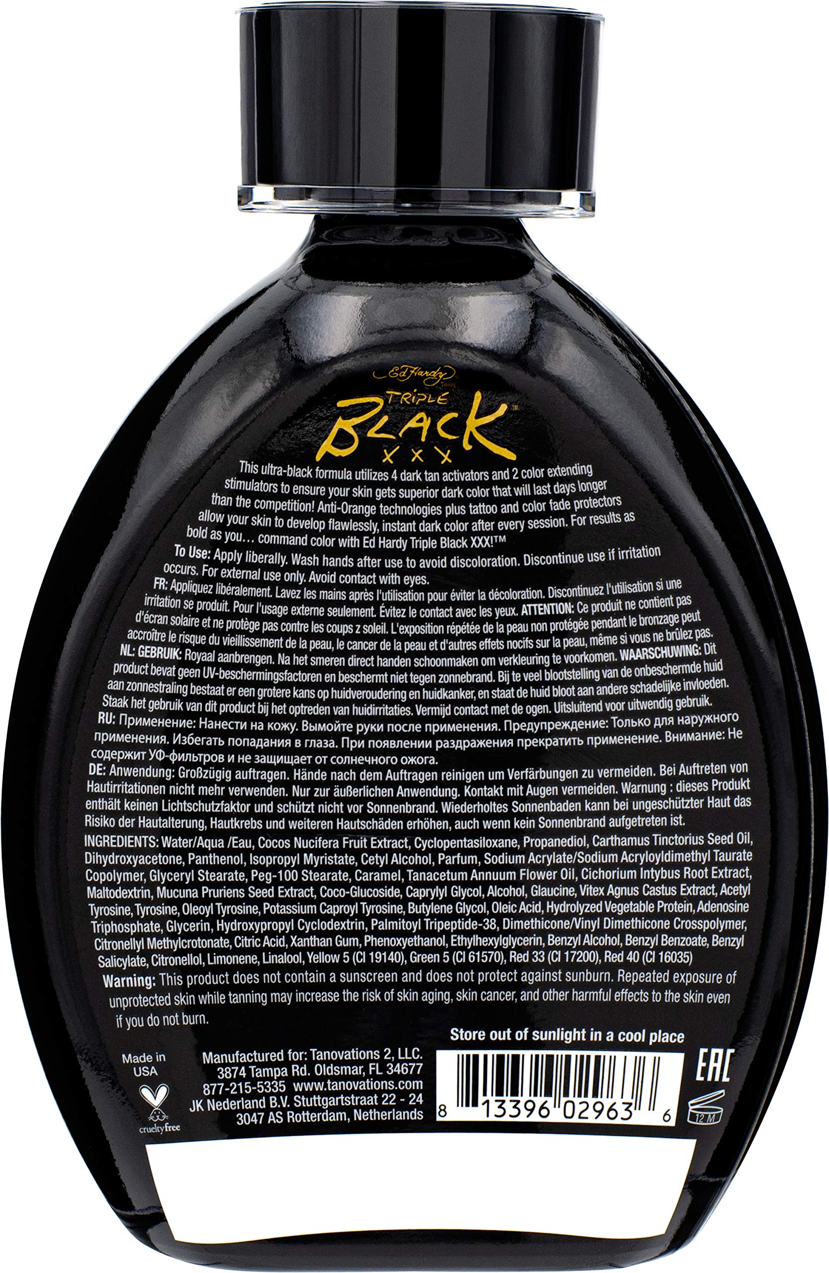 Closeup of Ed Hardy Black XXX lotion pump top for smooth, even application.