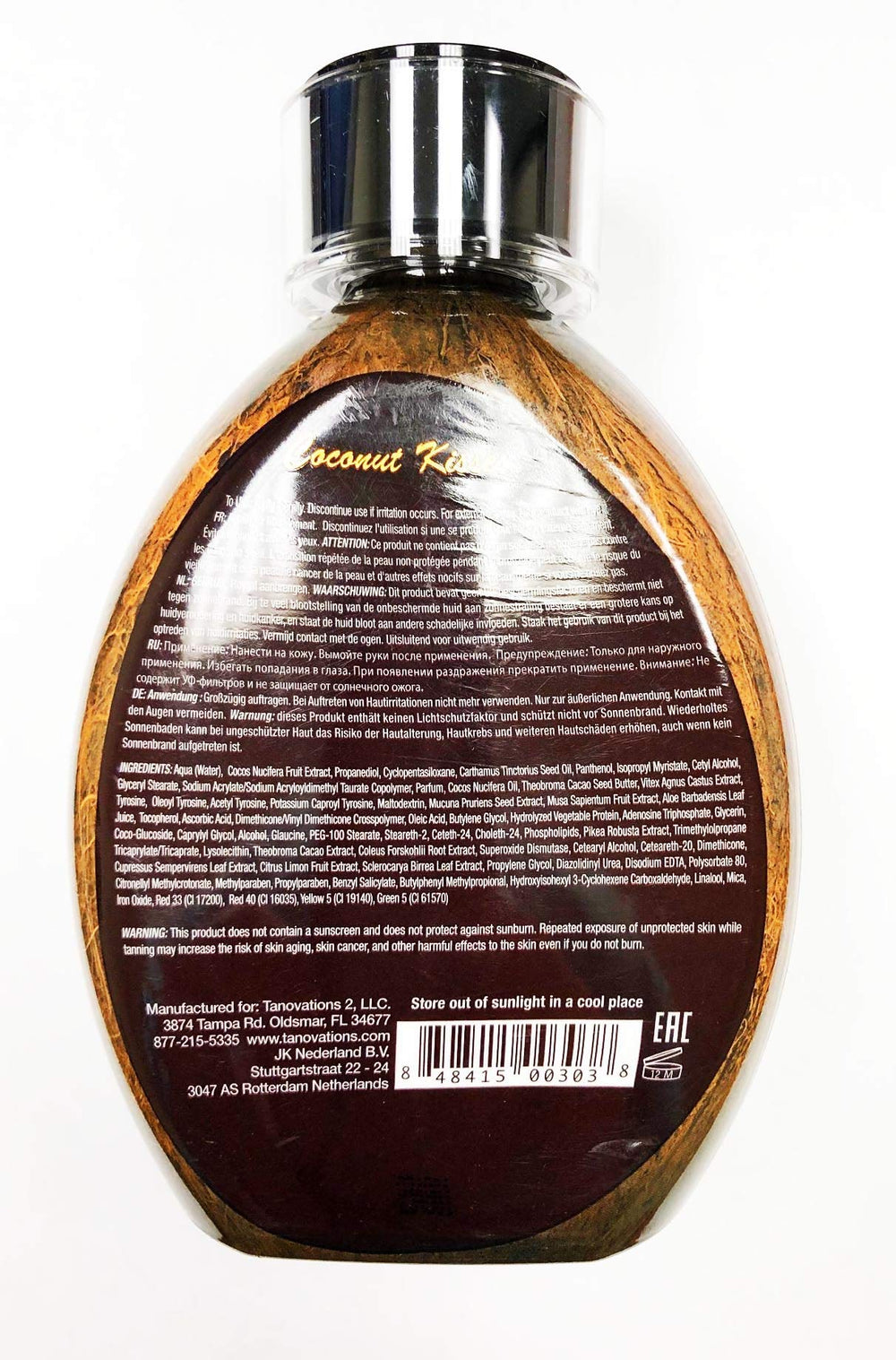 ED HARDY Coconut Kisses two-bottles display, emphasizing deep tanning and tattoo fade protection