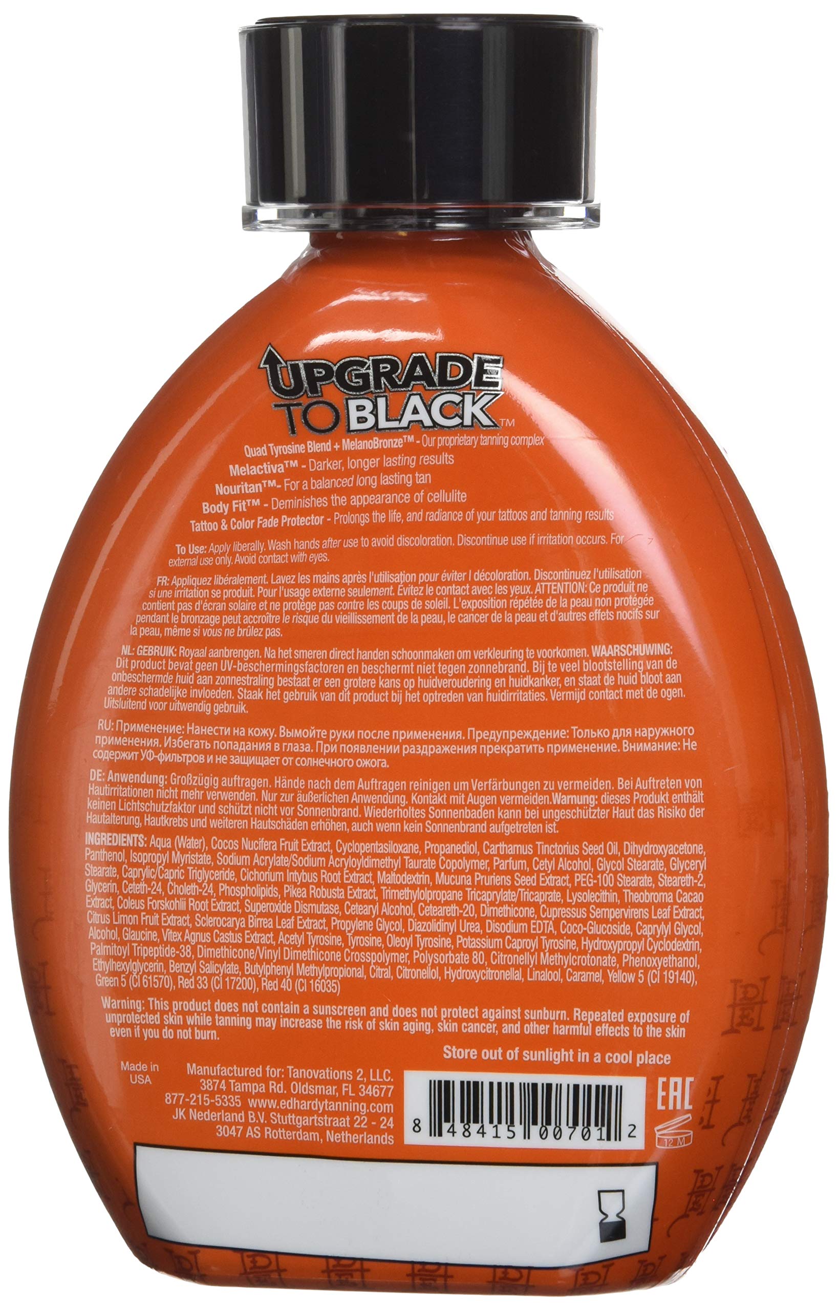 Ed Hardy Upgrade to Black bronzer application shows smooth, even color development for a natural look.