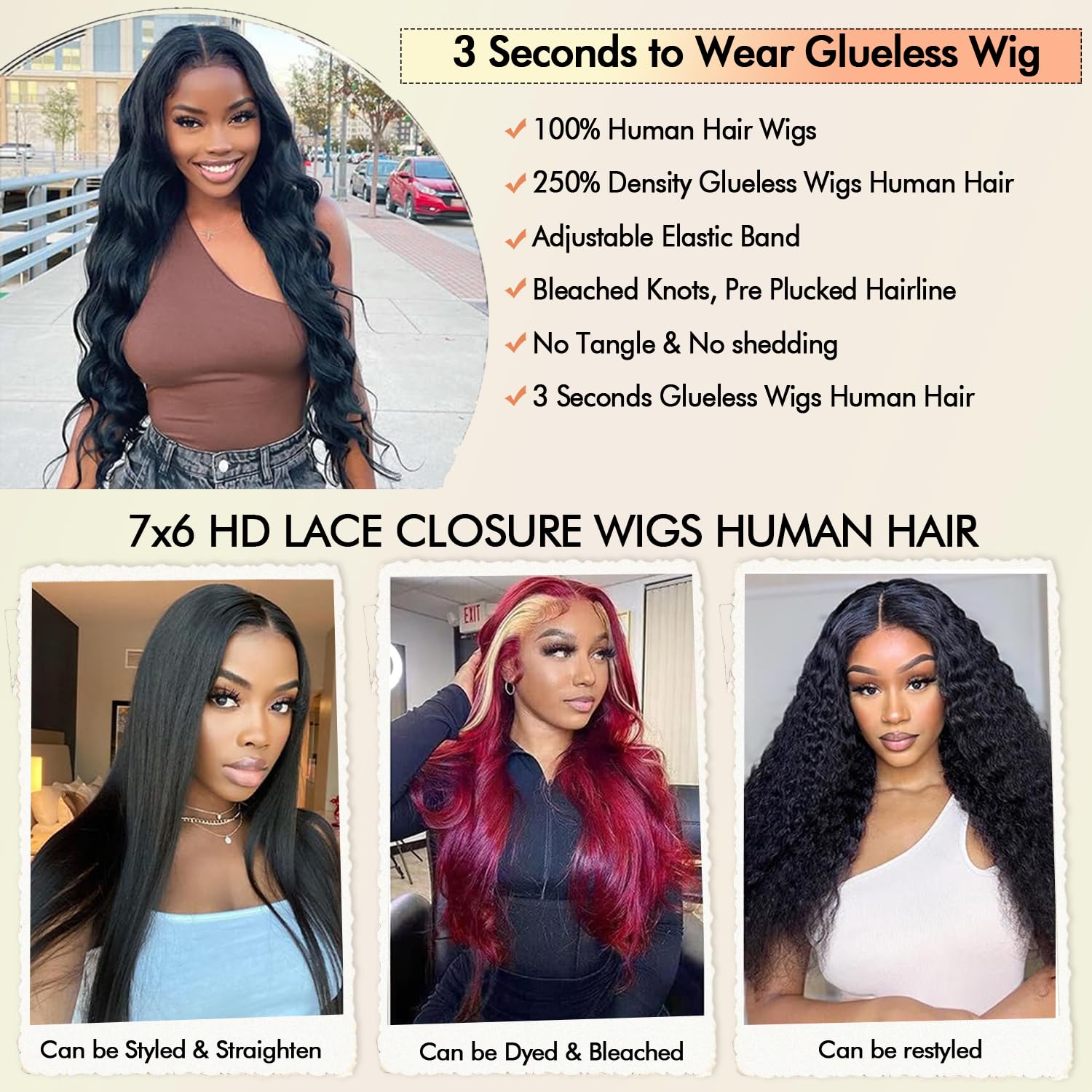 eddfine glueless wig pre plucked hairline for effortless styling