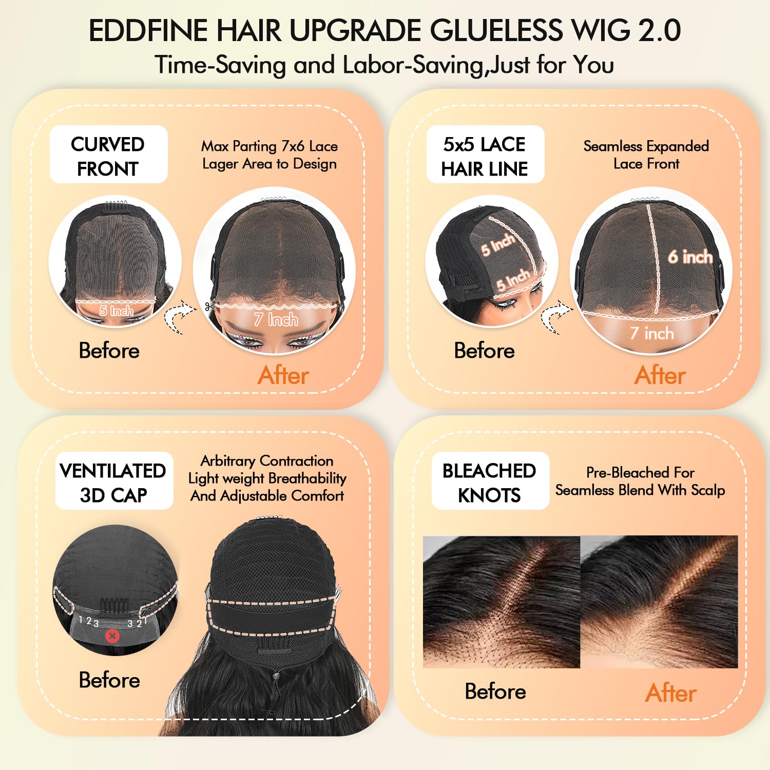 eddfine wig cap with drawstring elastic band secure fit