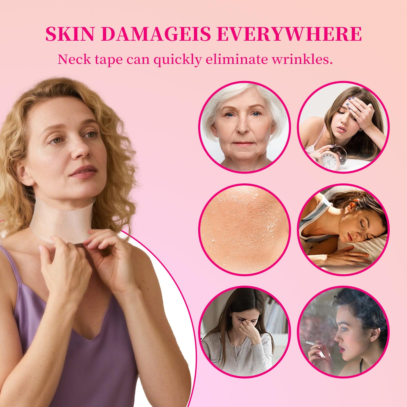 edemi neck-wrinkle-patches on skin showing gentle smoothing during wear