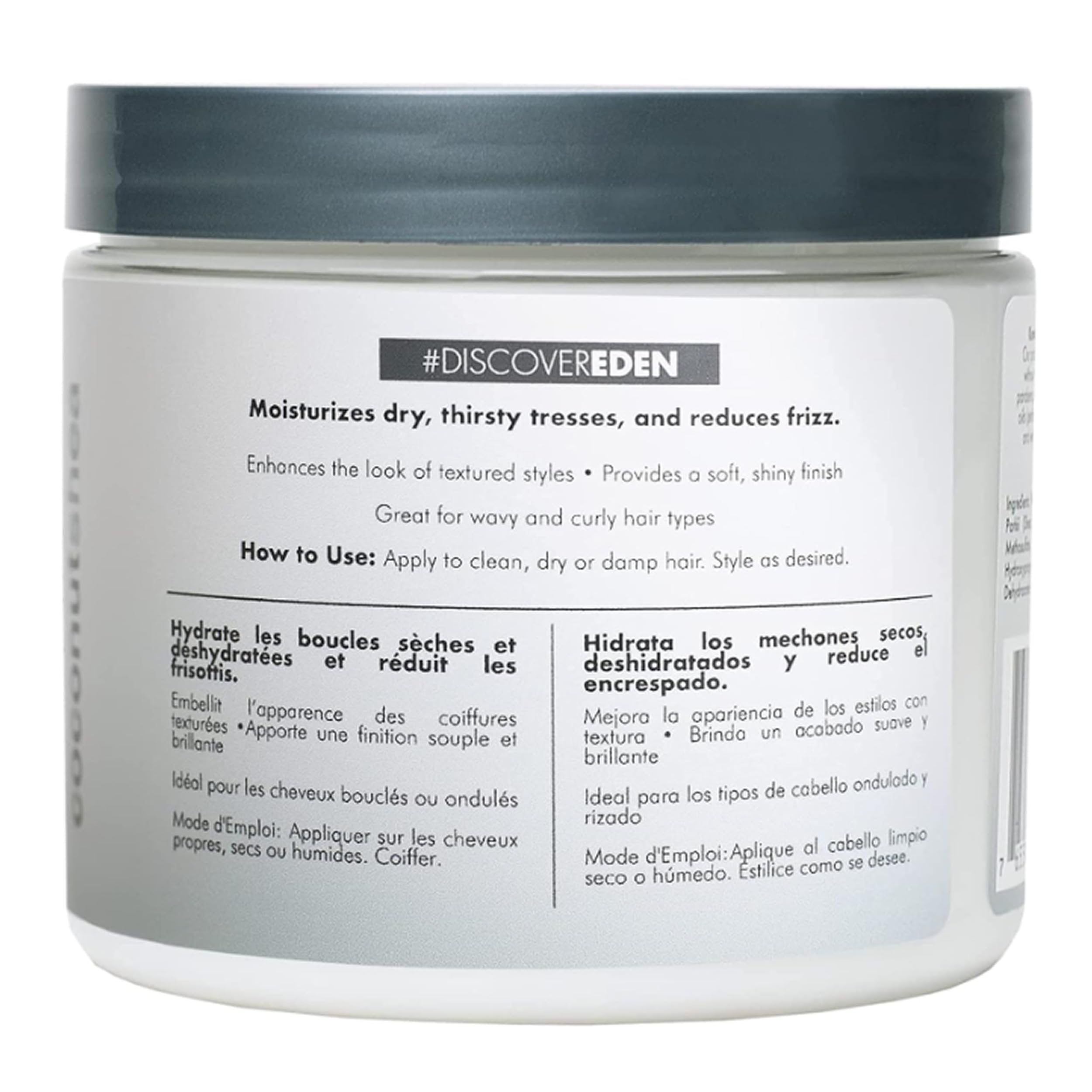 EDEN BodyWorks Coconut Shea Pudding Soufflé tub label highlights nourishing ingredients.