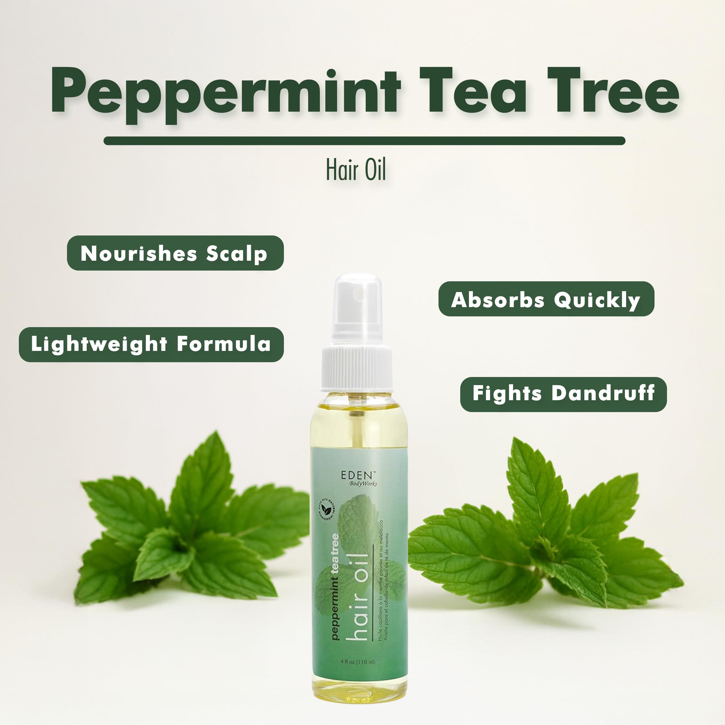 EDEN BodyWorks Peppermint Tea Tree Hair Oil drops-on-hair provides lightweight hydration for curls.