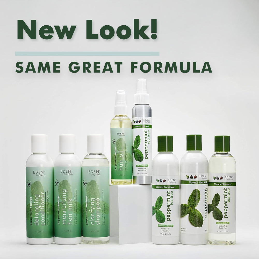 EDEN BodyWorks Peppermint Tea Tree Hair Oil glossy-hair enhances hydration and elasticity.