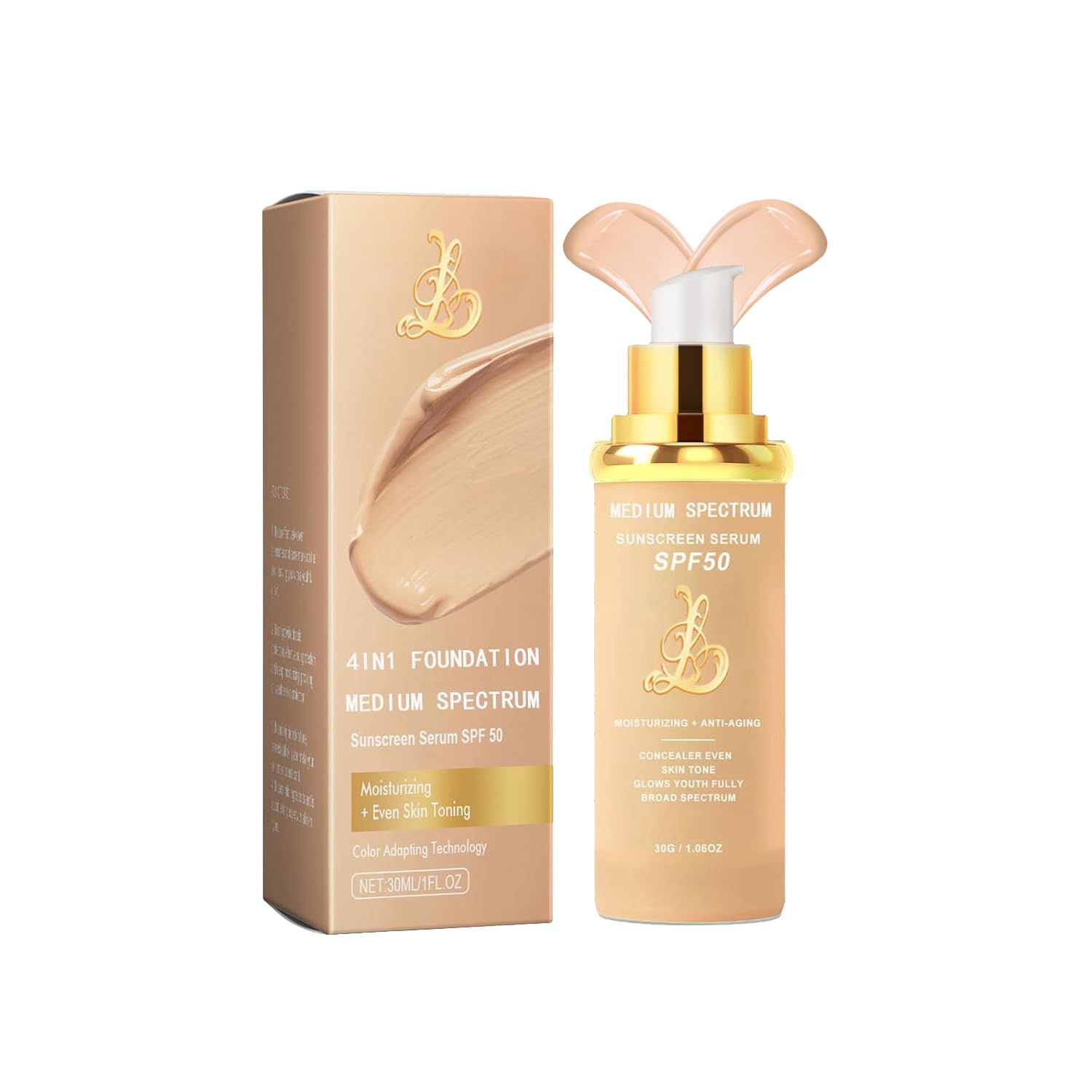 EdenEdges 4-in-1 foundation with pump demonstrates a smooth, skin-toned base for all-day wear.
