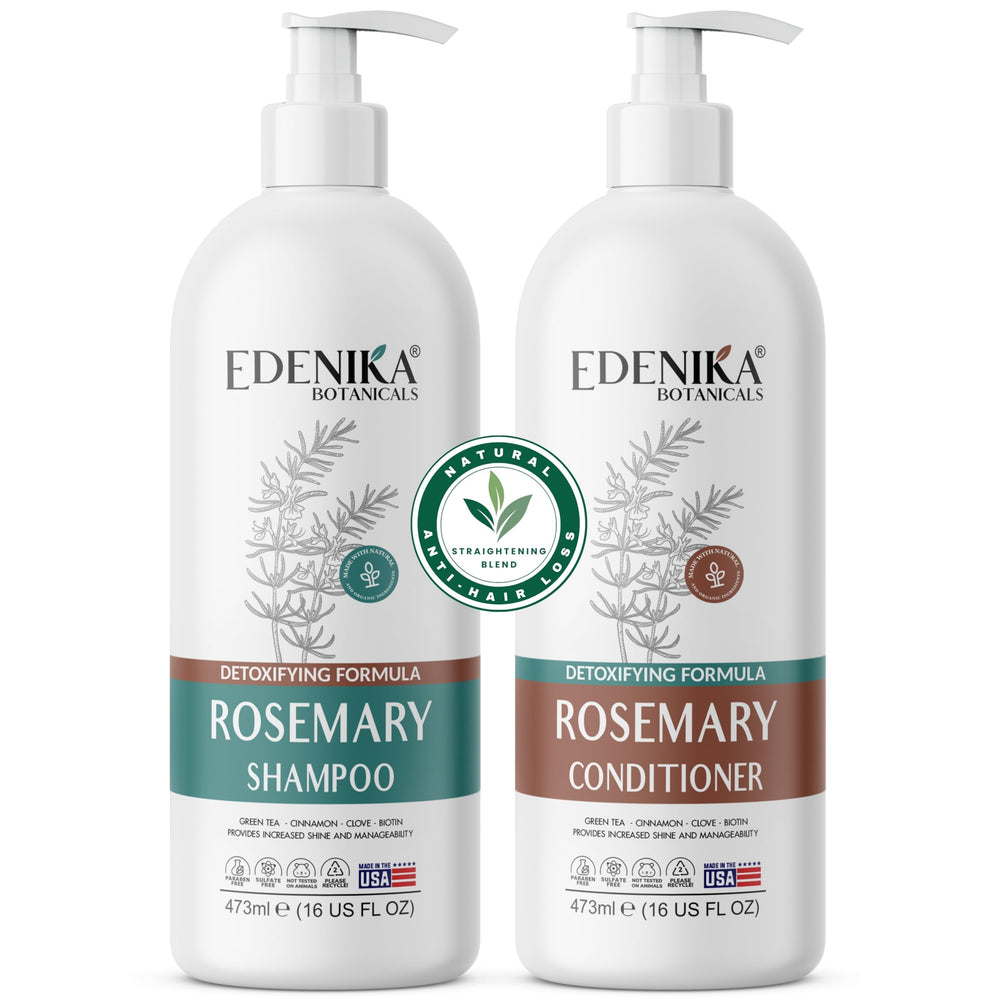 Edenika Botanicals Rosemary Oil Shampoo & Conditioner Set, ideal for nourishing and strengthening hair.