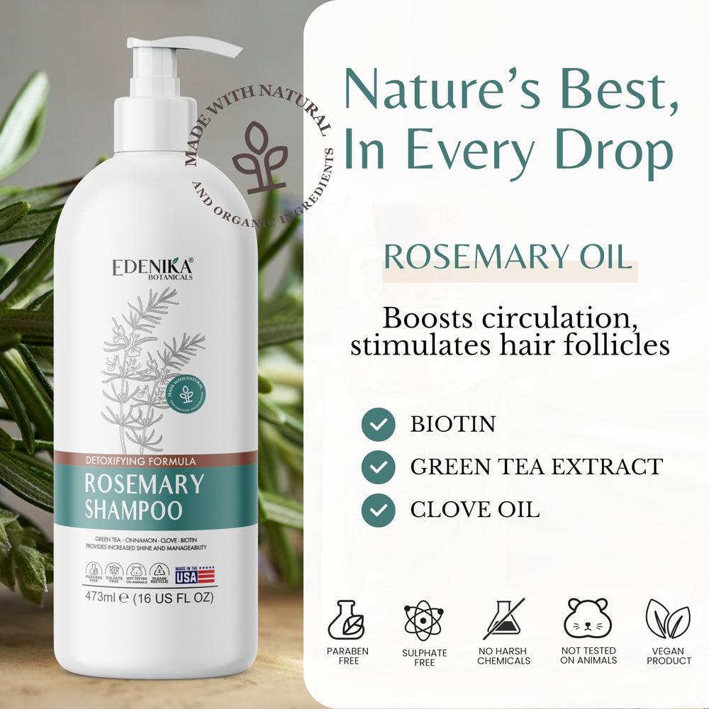 Hands apply Edenika Botanicals shampoo in shower capturing hydrating effects on dry hair