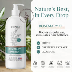 Hands apply Edenika Botanicals shampoo in shower capturing hydrating effects on dry hair
