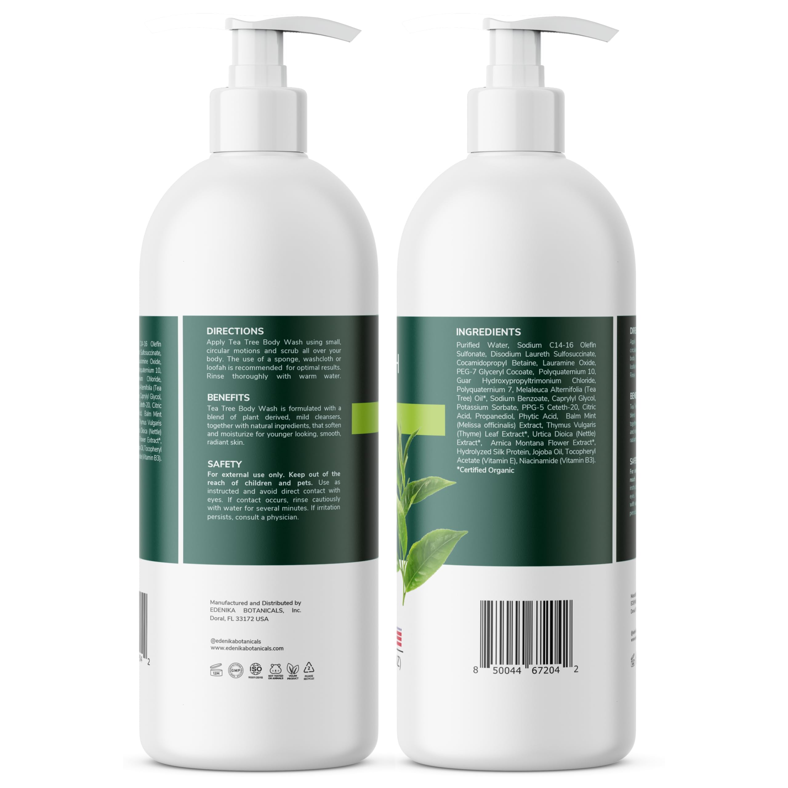 EDENIKA BOTANICALS Tea Tree Oil Body Wash on skin in the shower for a clean, comfortable feel.