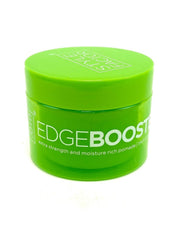Edge Booster styled hair with glossy finish from oil-based formula