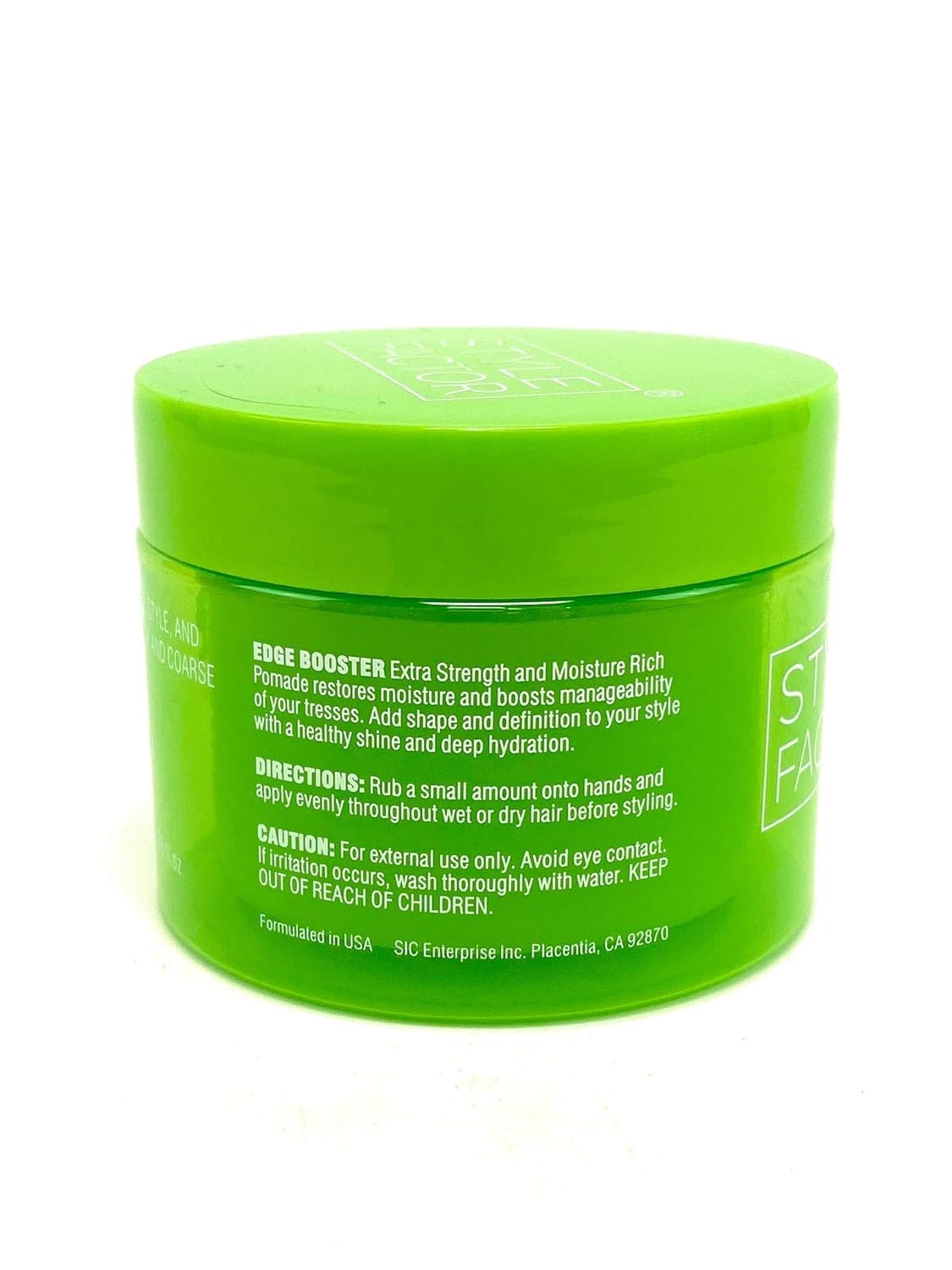 Edge Booster packaging back shows 3.38 oz size for daily use