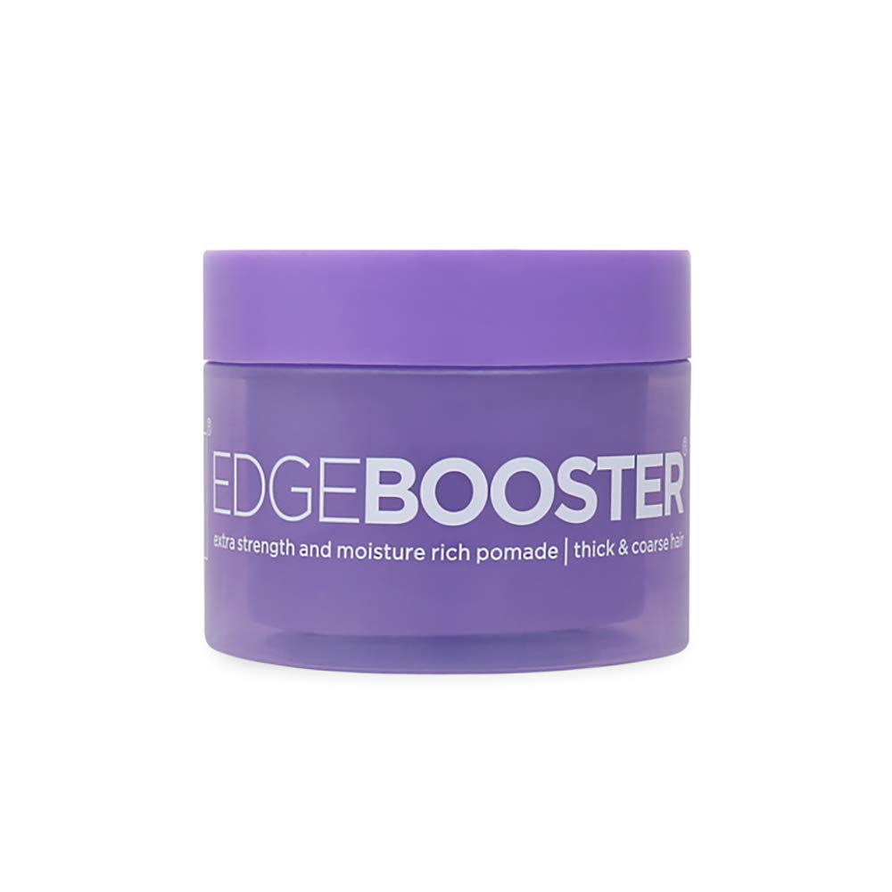 Edge Booster Style Factor pomade applied by hands for strong, flexible hold on thick hair.