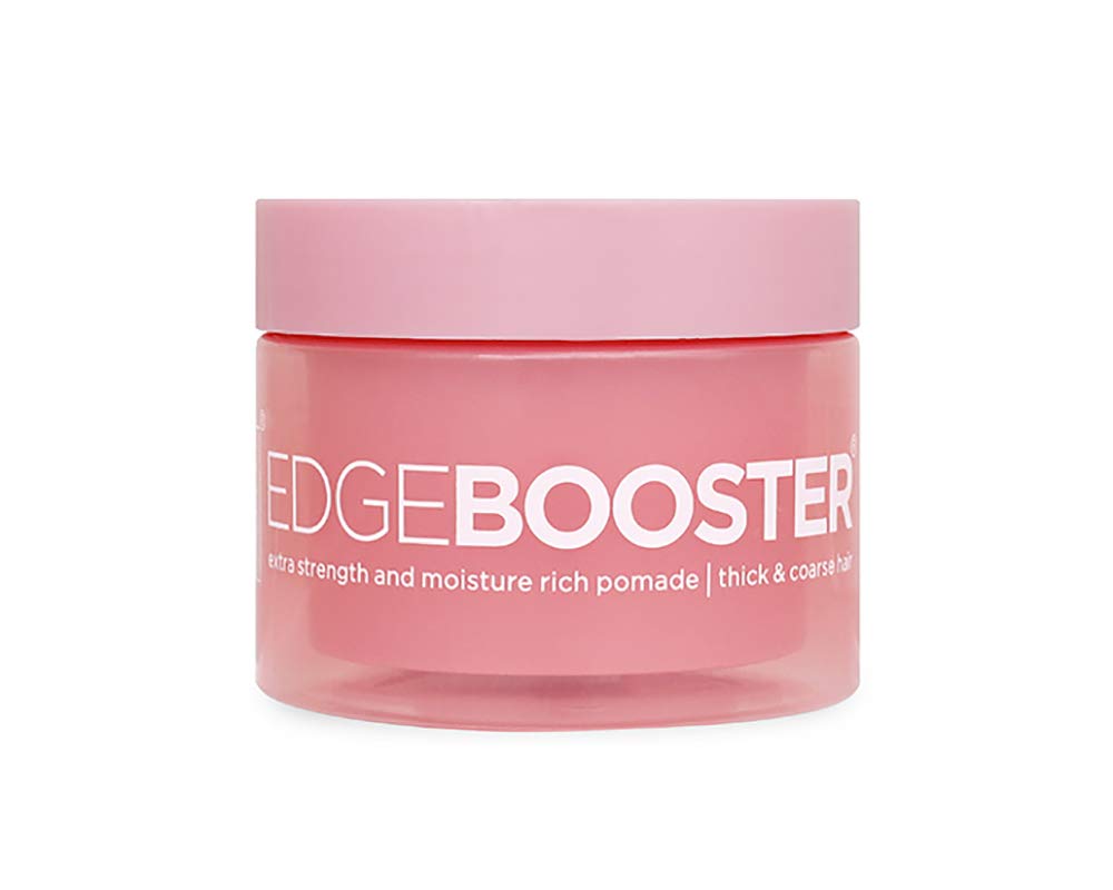 Edge Booster Style Factor Pomade Pink Sapphire bottle showing moisture-rich hold for thick hair