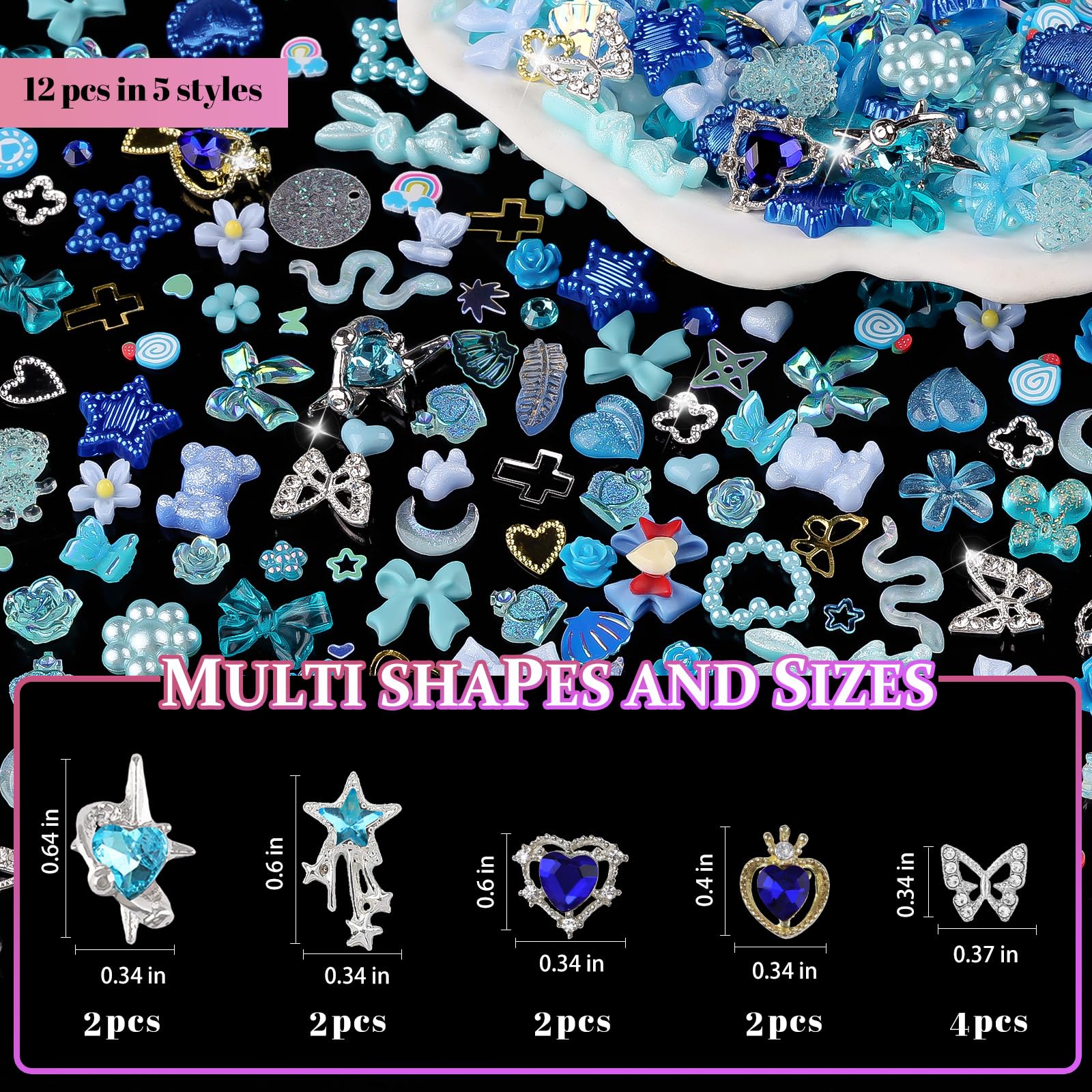 editTime resin butterfly charms blue for playful, creative manicures