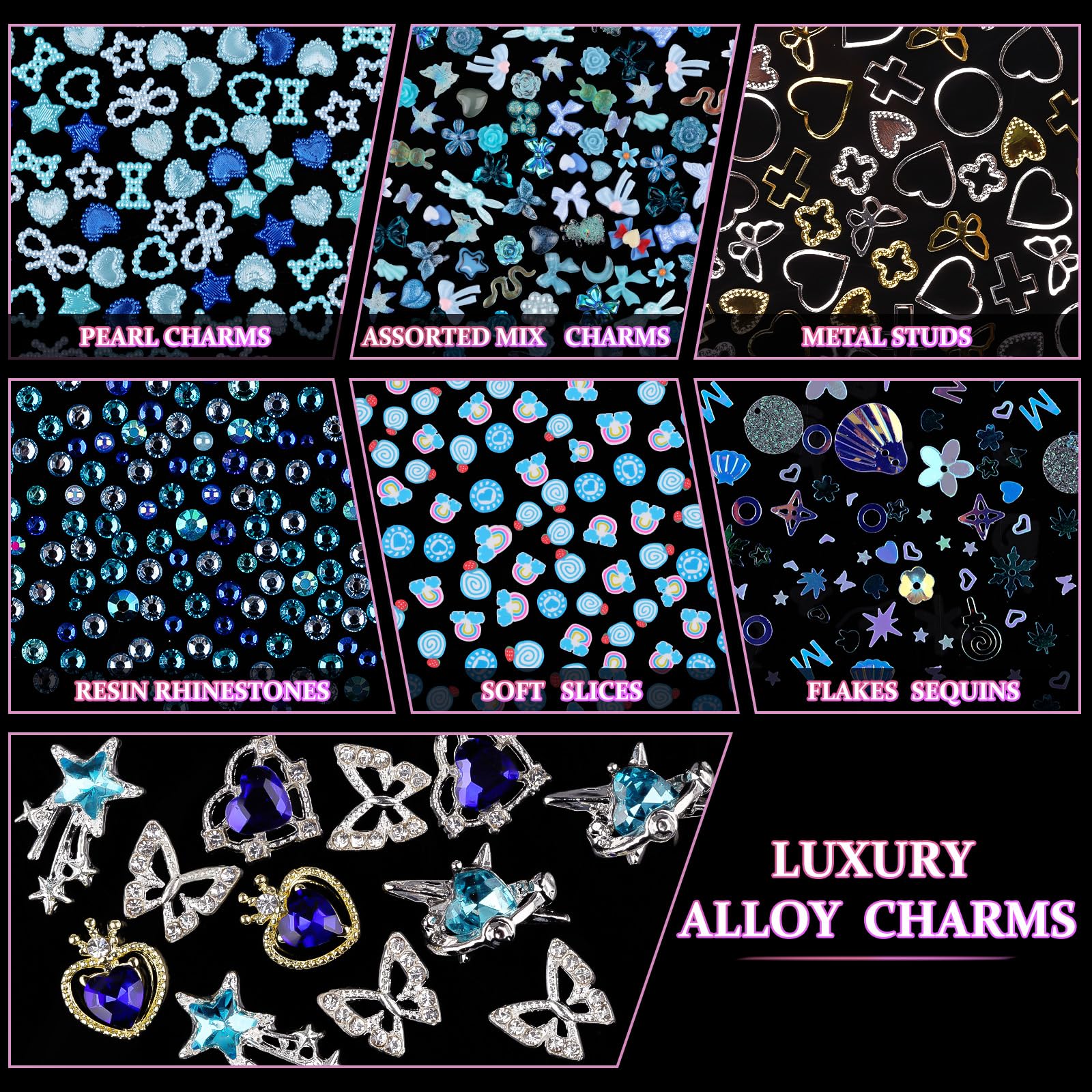 editTime resin flower charms blue evoke summery nail vibes