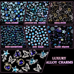 editTime resin flower charms blue evoke summery nail vibes