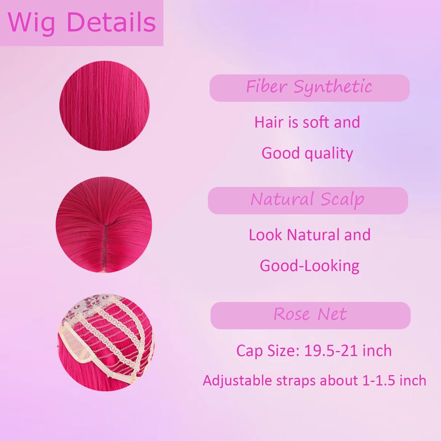 Edivd Kids Hot Pink Wig natural-looking drape under soft lighting.
