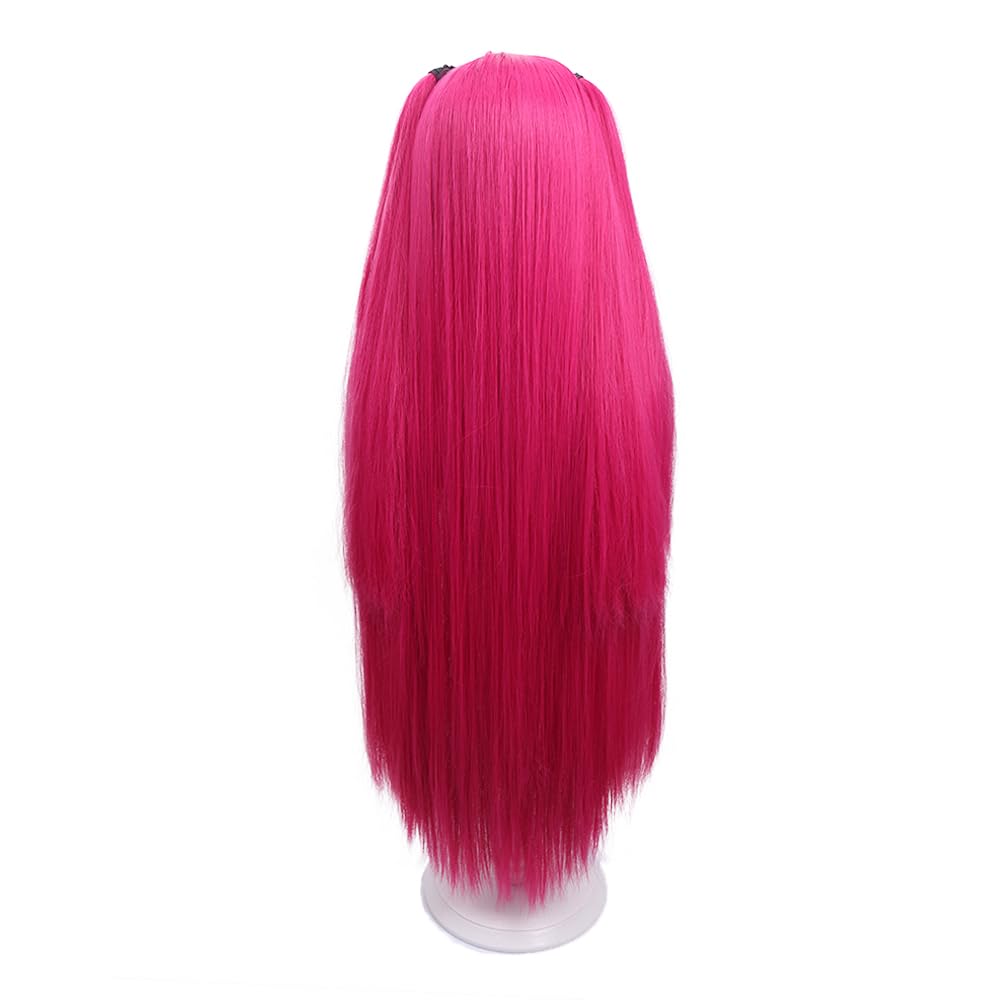 Edivd Kids Hot Pink Wig heat resistant synthetic fiber enables light styling.