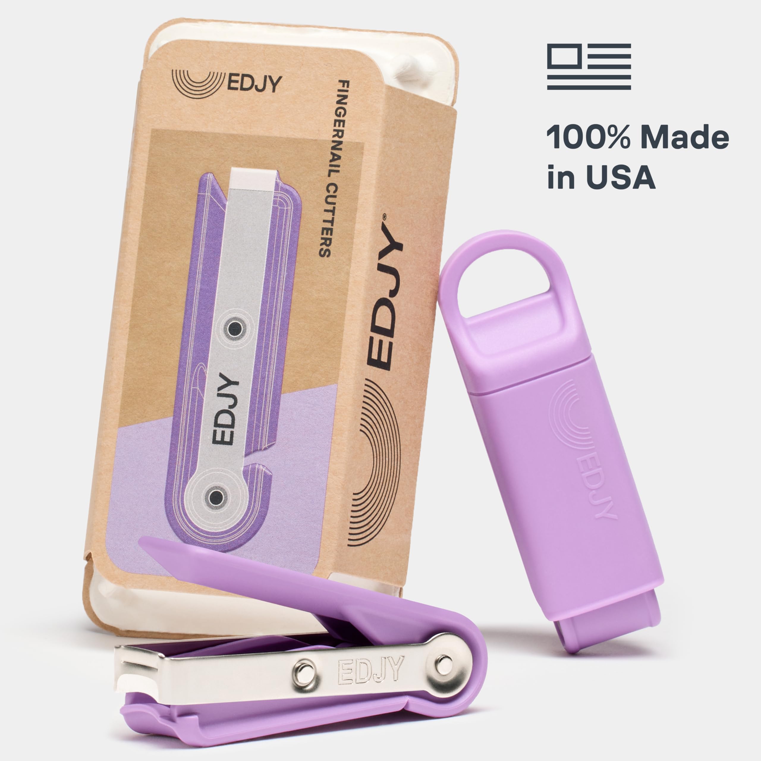 EDJY Fingernail Cutter built in collection chamber keeps nails and shavings tidy.