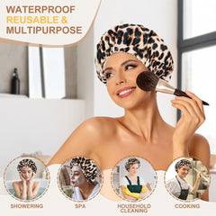 Edoneery double-layer bath hat shows waterproof outer layer and satin inner
