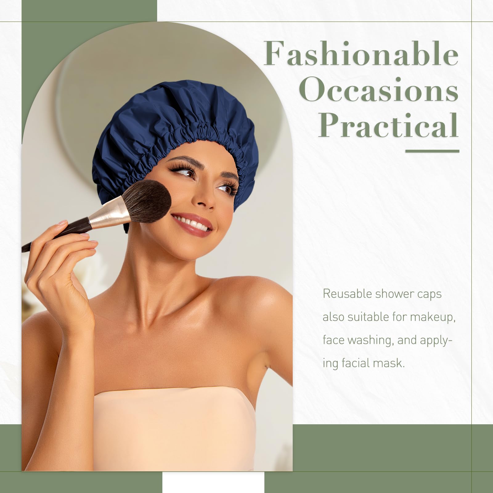 Edoneery reusable shower cap elastic band fit highlights secure snug comfort for most head sizes