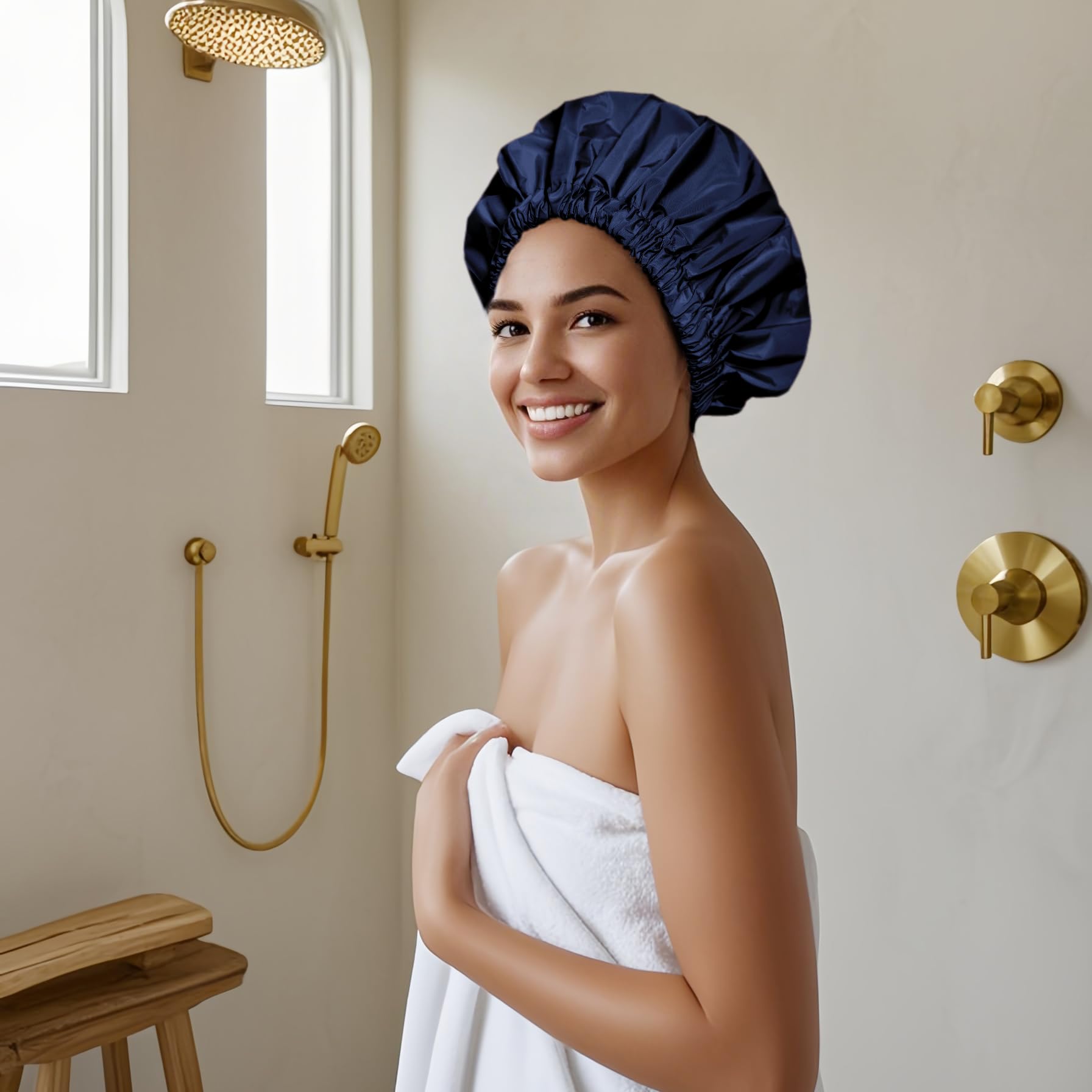 Edoneery reusable shower cap folded portable demonstrates travel-friendly design saving space