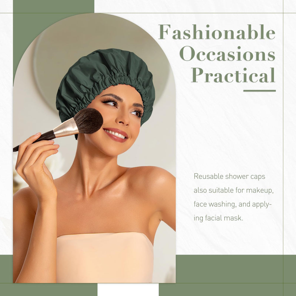 Edoneery shower cap with elastic band secures braids and curls during showers