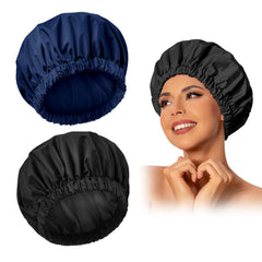 Edoneery reusable shower cap waterproof fabric closeup shows durable protection for hair while showering
