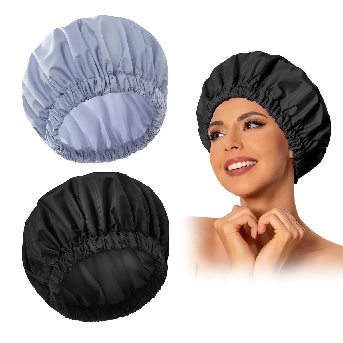Edoneery reusable shower cap with waterproof fabric keeps hair dry during showers