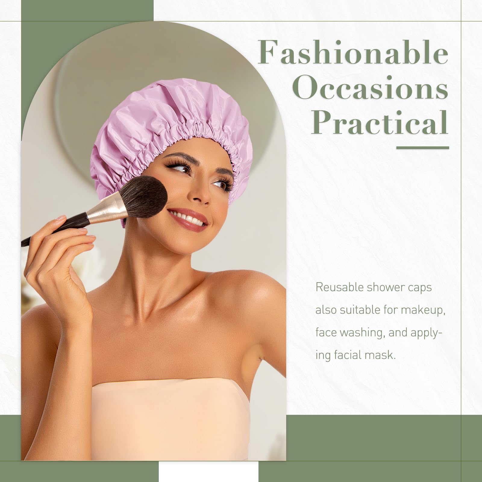 Edoneery shower cap elastic-band closeup, durable, slip-resistant fit.