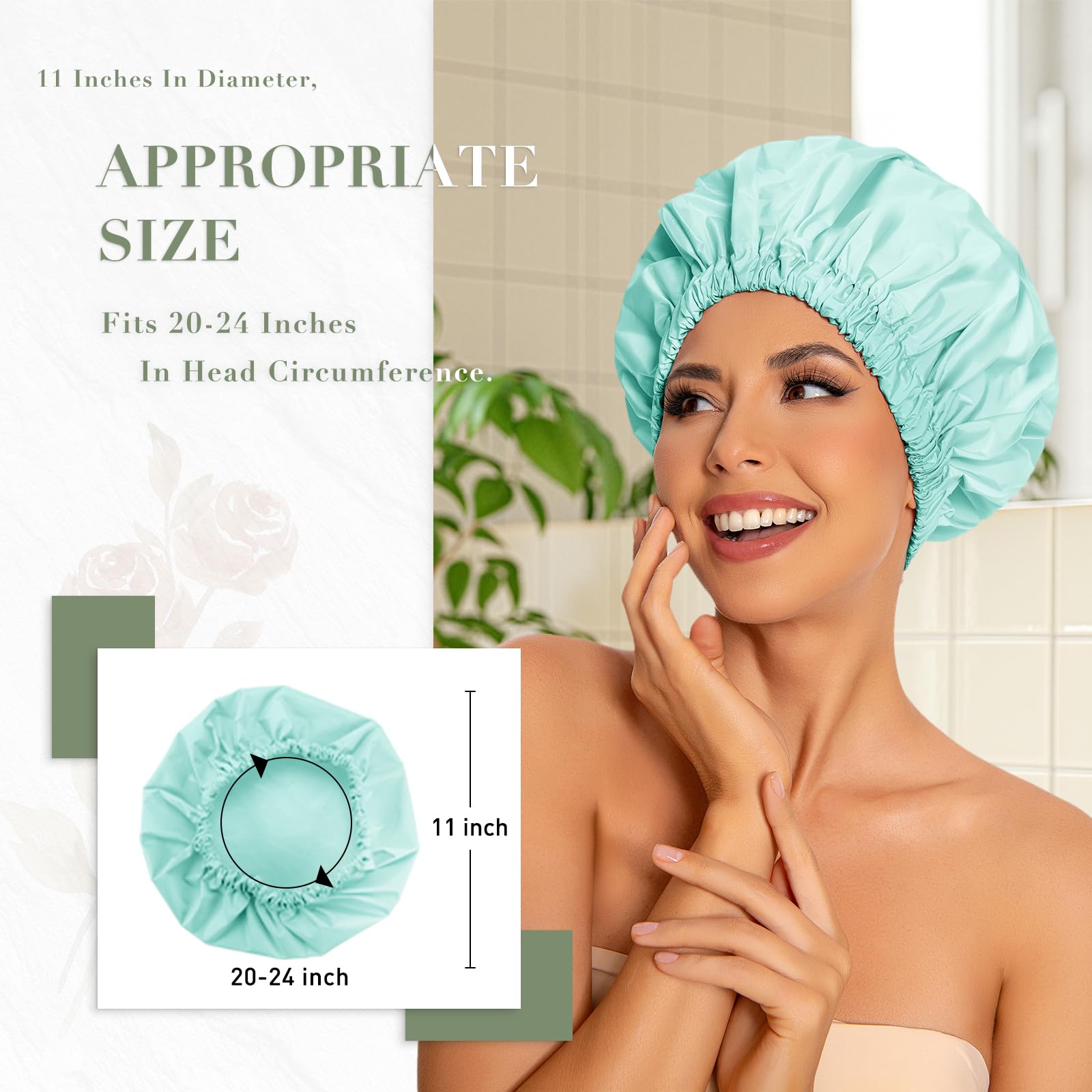 Edoneery shower cap folded for travel, compact and lightweight.