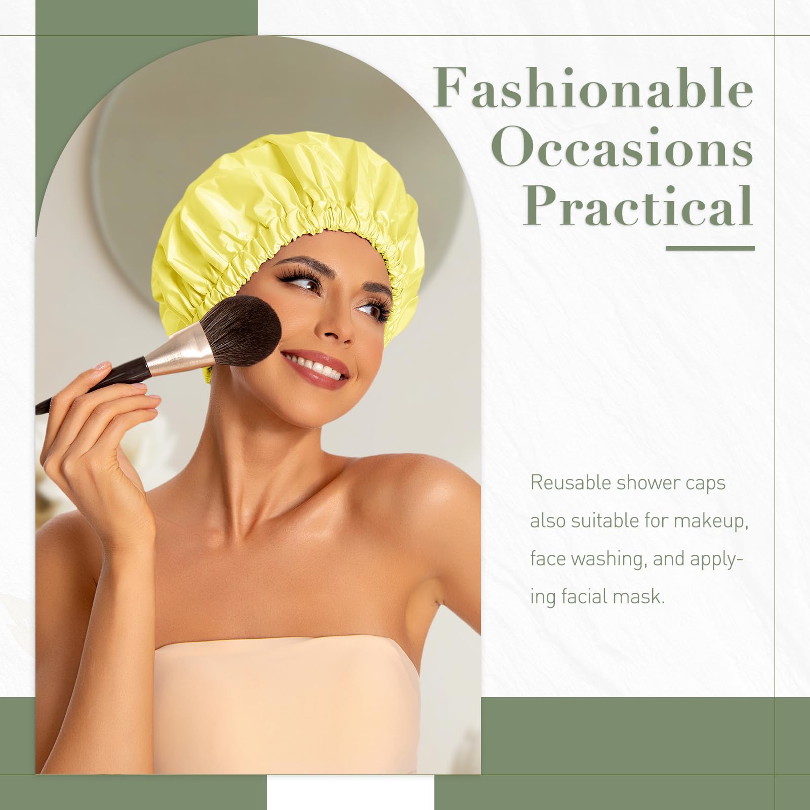 Edoneery waterproof shower cap elastic band close-up durable fit for most head sizes