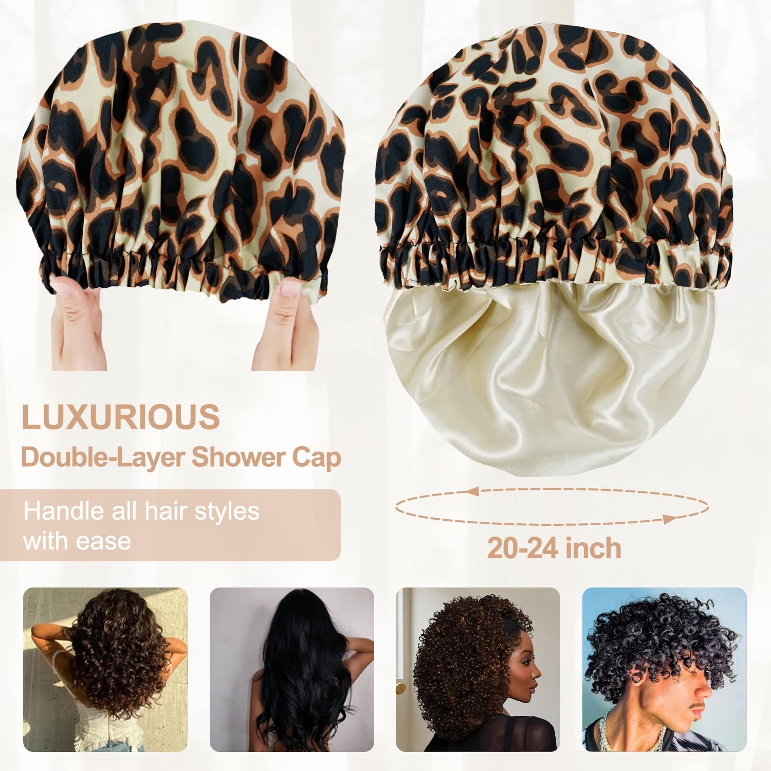 Edoneery waterproof shower cap with elastic band for secure fit