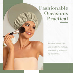 Edoneery waterproof shower cap with elastic band secures fit and prevents slipping