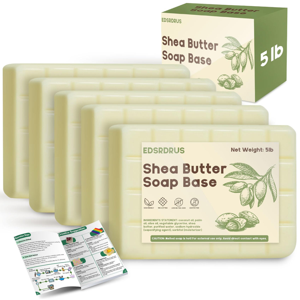 EDSRDRUS glycerin base 5lb block ready for cutting into custom moisturizing soap bars