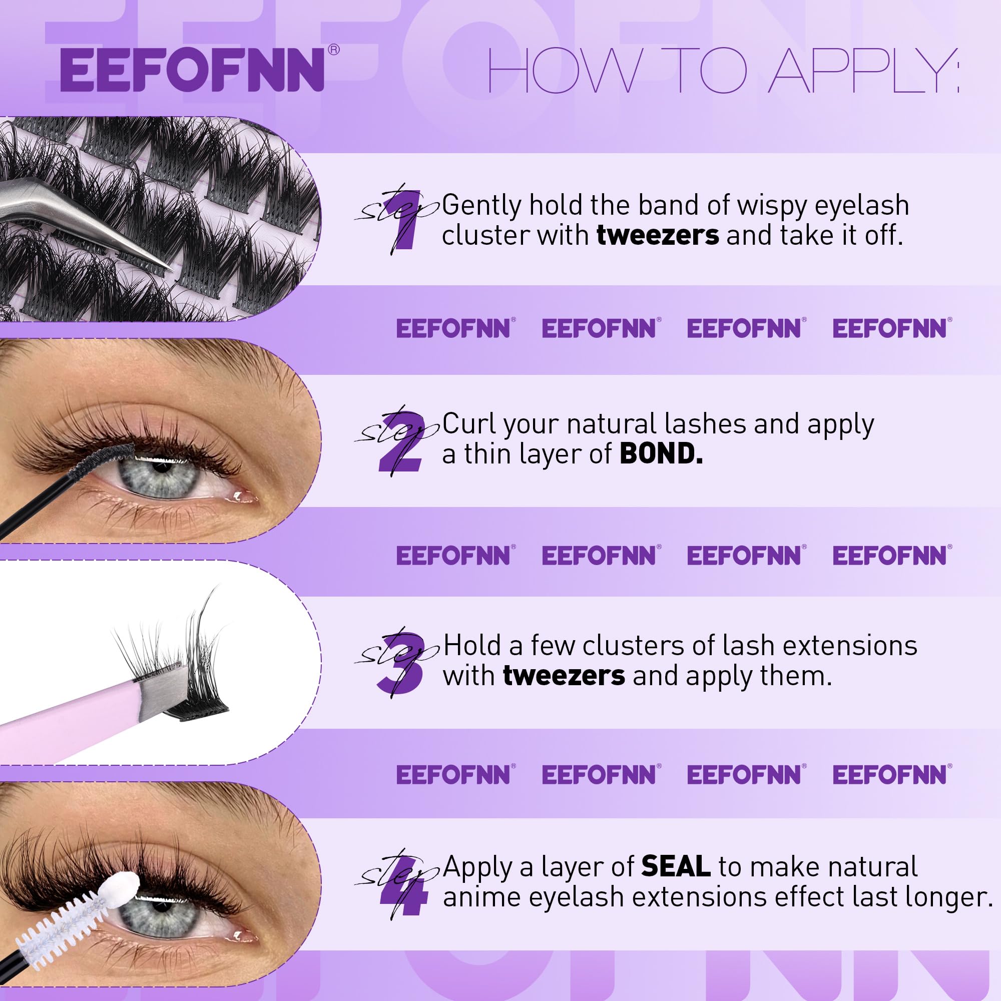 Eefofnn beginner-friendly-clusters close-up highlights quick five-minute application