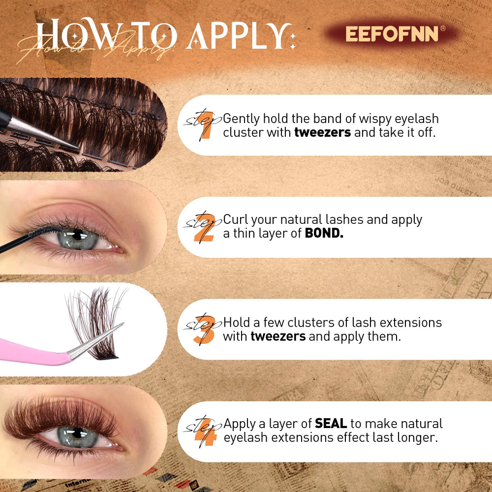 Eefofnn beginner-friendly brown lash clusters help you create cat-eye or casual looks.