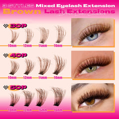 Eefofnn d-curly brown lashes 14-16mm for dramatic length.