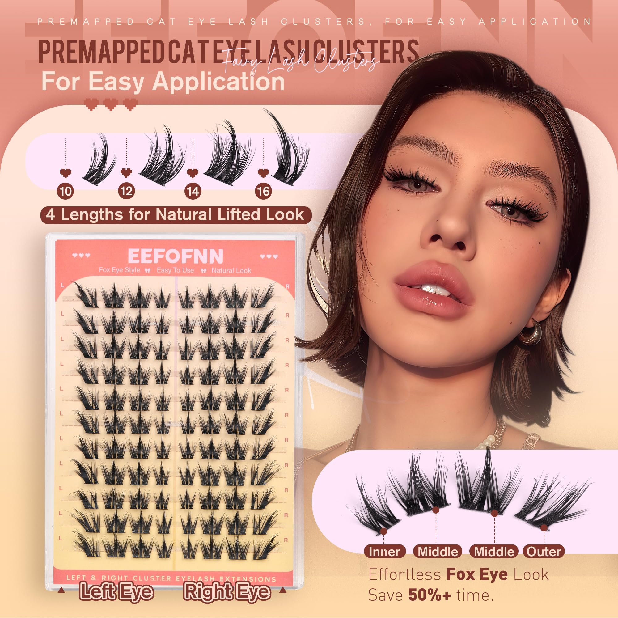 Eefofnn eyelash clusters 12-18mm lengths showcase natural lift for most eyes