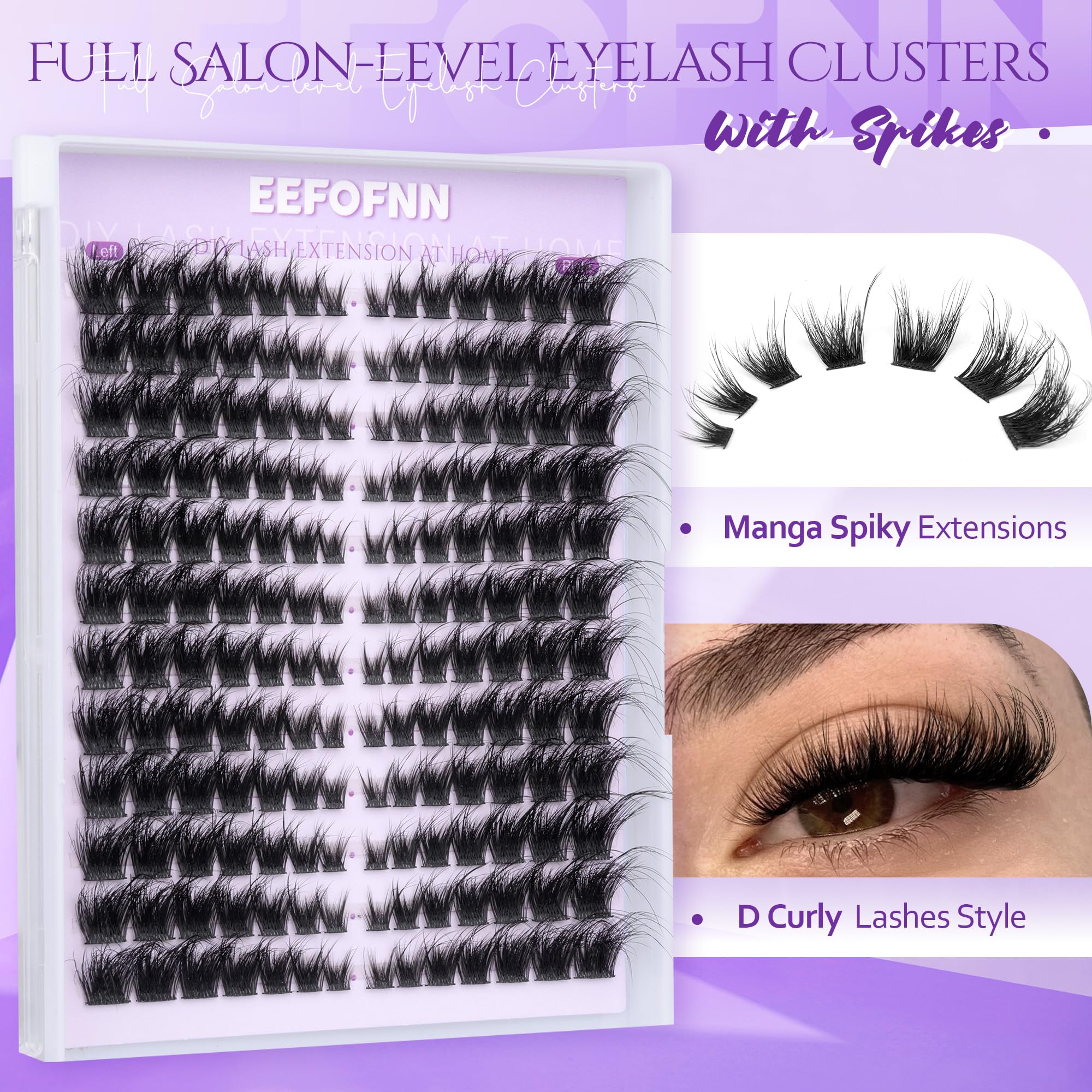 Eefofnn fluffy lash clusters cat-eye style close-up for bold, wearable definition