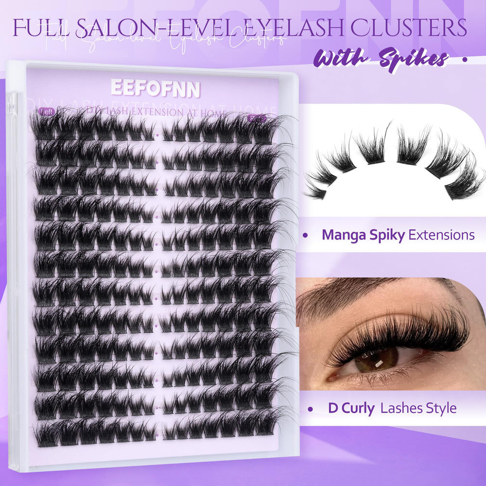 Eefofnn fluffy lash clusters cat-eye style close-up for bold, wearable definition