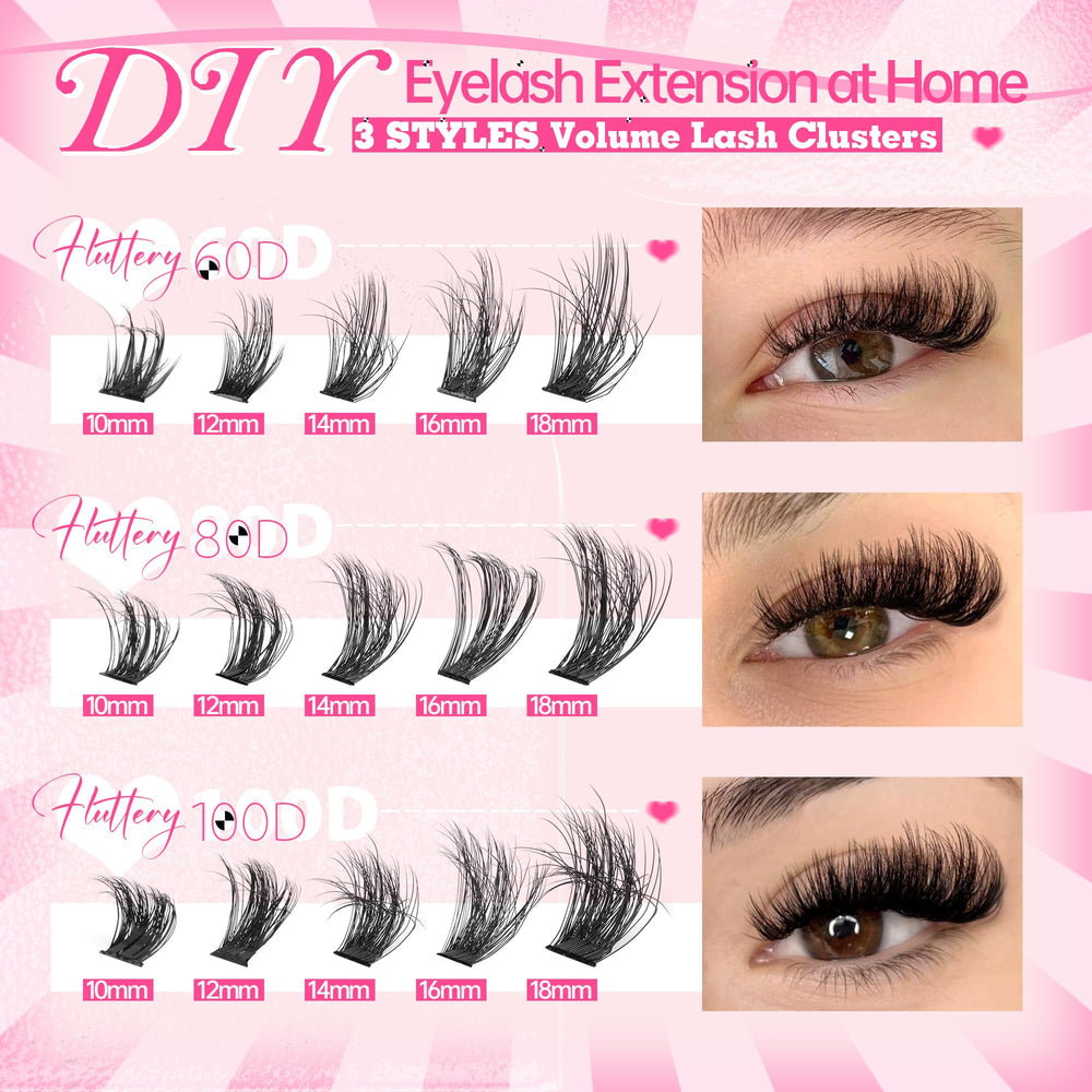 Eefofnn full lash clusters 100D multi-layer volume for lasting curl
