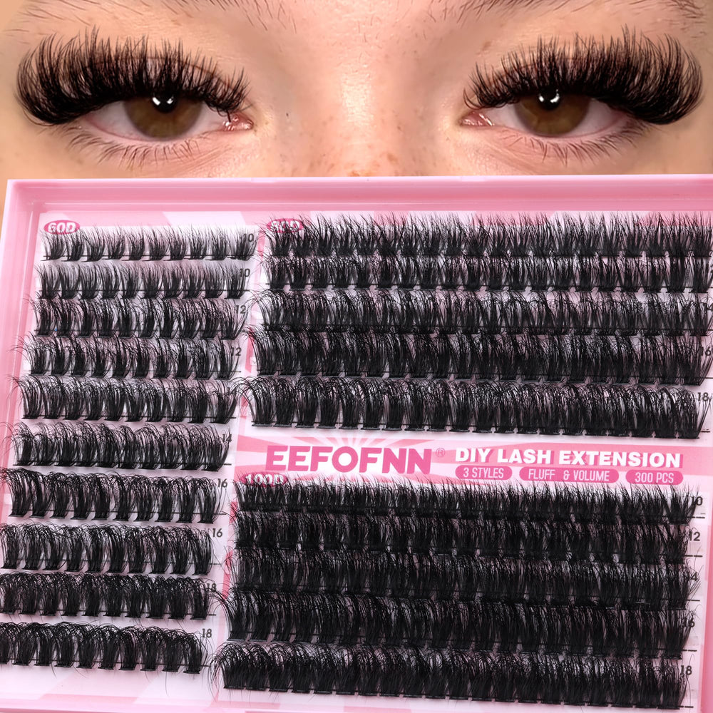 Eefofnn full lash clusters 60D D-curly for natural to full lash looks